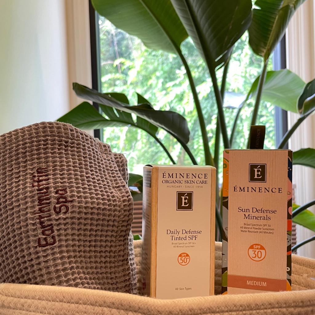basket of spa towel and boxed skin treatments
